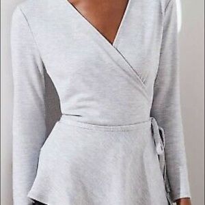 Loft gray heather wrap top